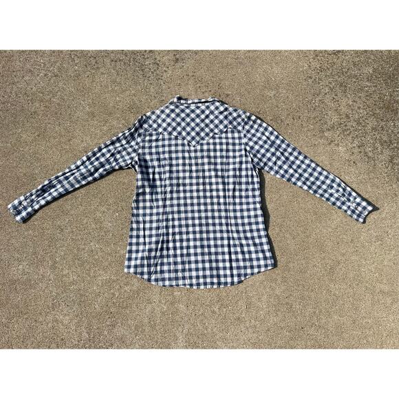 Wrangler Blouse Women Size Medium Plaid Pearl Snap Western Long Sleeve Shirt - Picture 10 of 11